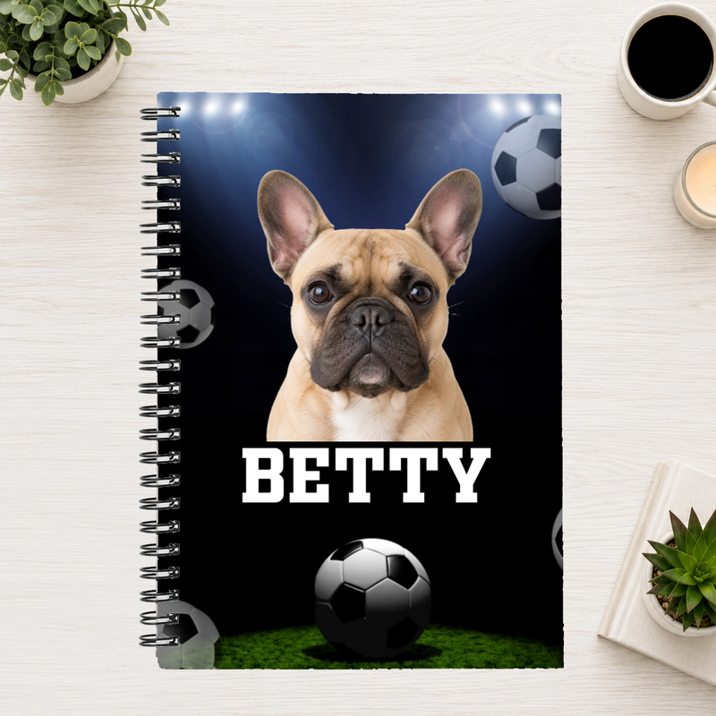 Game Day Glory Personalized Dog 6"x8" Spiral Bound Notebook