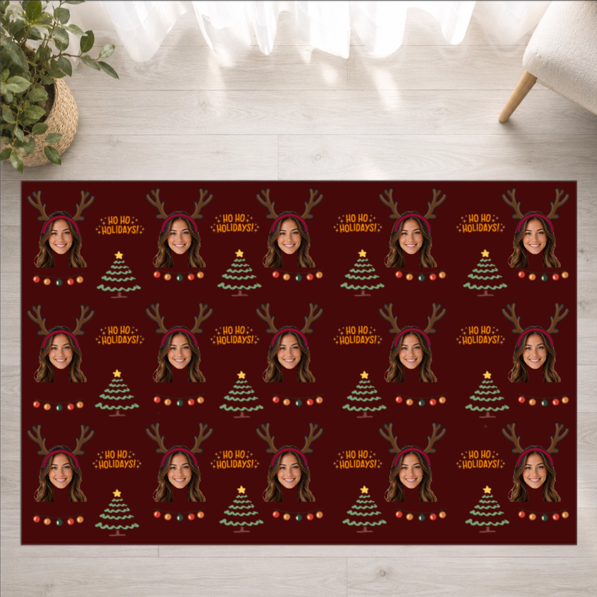 Ho Ho Holidays Personalized Washable Rug