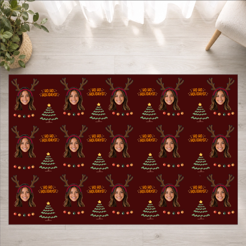 Ho Ho Holidays Personalized Washable Rug