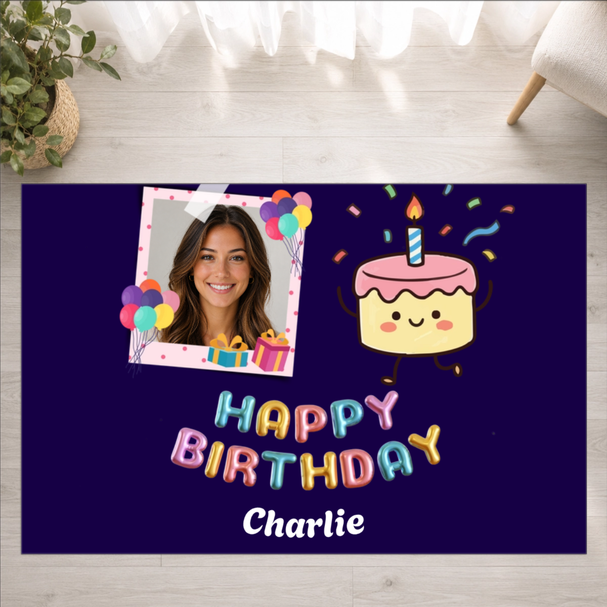 Birthday Wishes Personalized Washable Rug