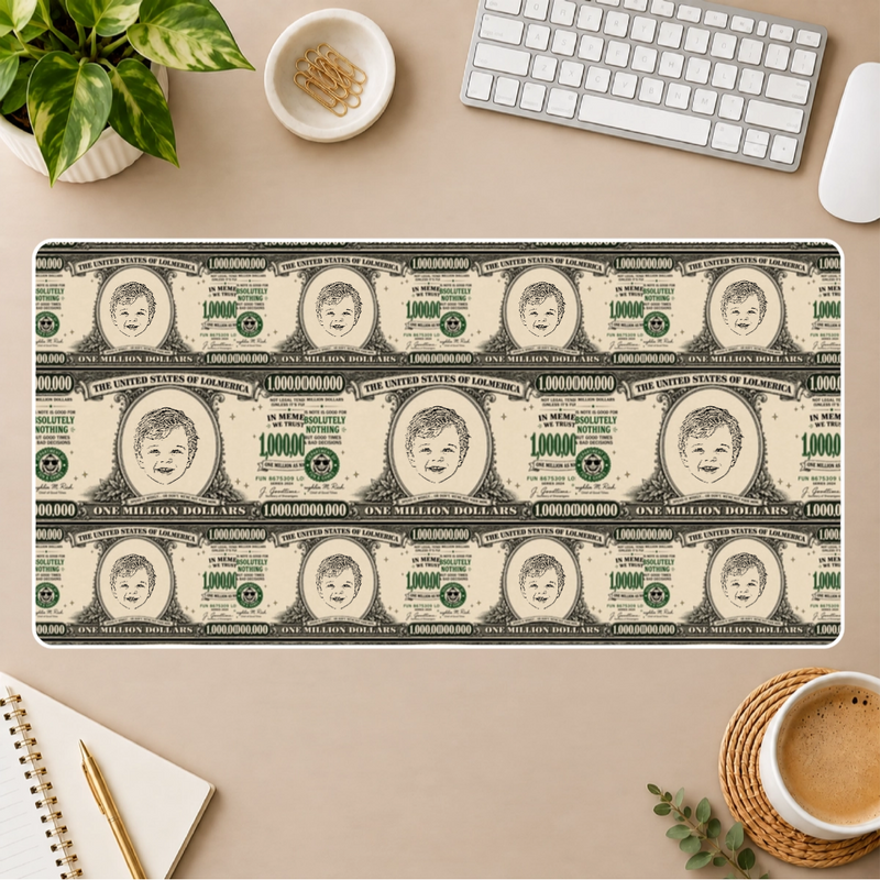 Worth A Million Bucks Personalized Kids White Stitched Desk Mat