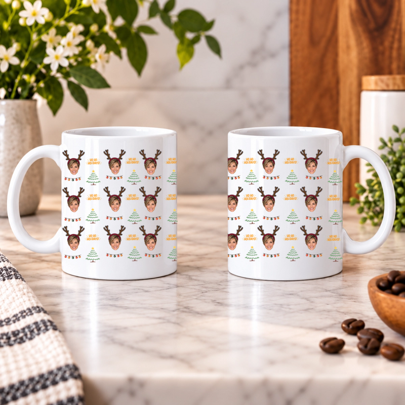 Ho Ho Holidays Personalized White Ceramic Mug