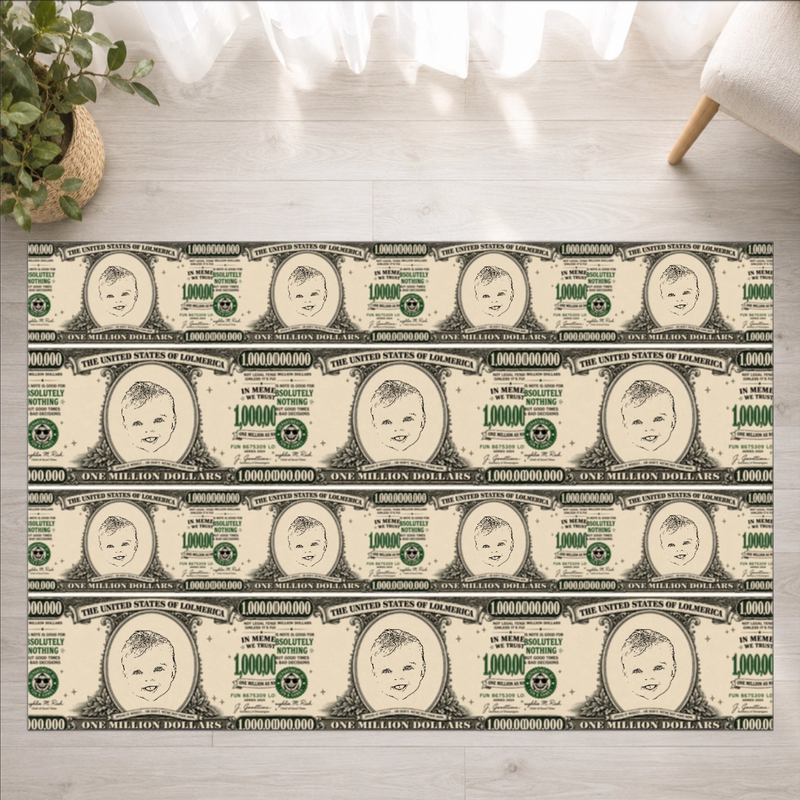 Worth A Million Bucks Personalized Kids Washable Rug