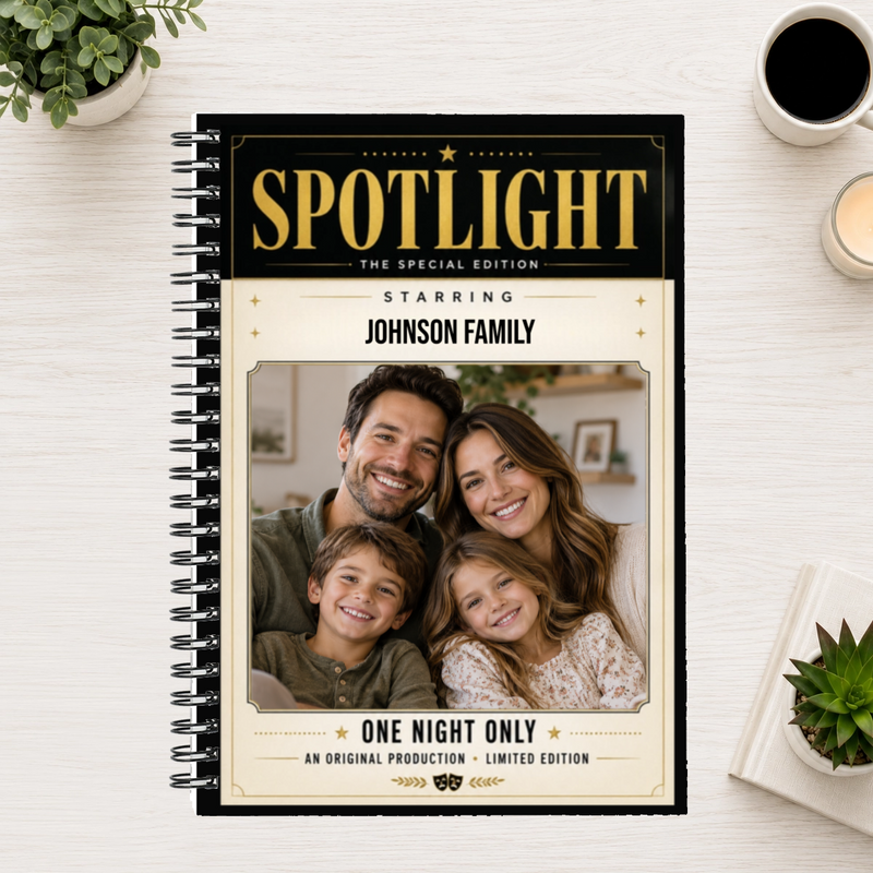 In the Spotlight Personalized Family 6"x8" Spiral Bound Notebook