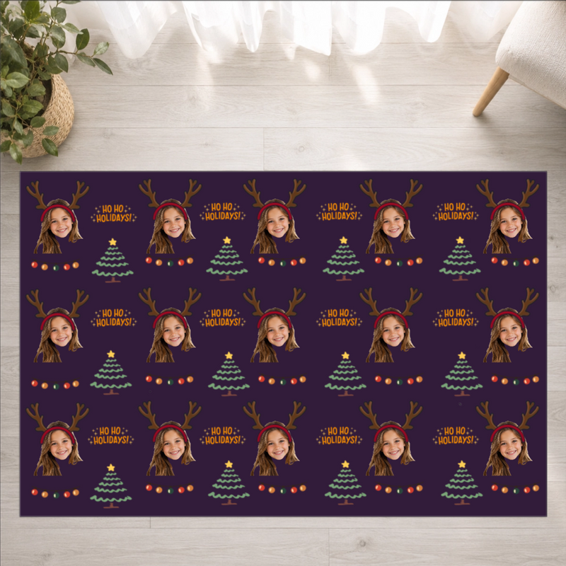 Ho Ho Holidays Personalized Kids Washable Rug