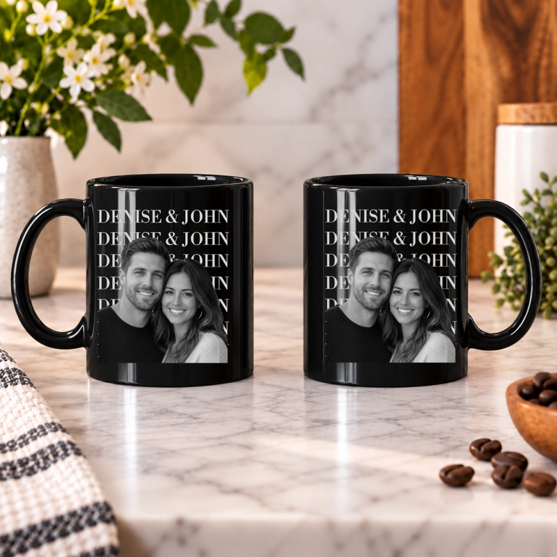 Headliner Personalized Couple Black Ceramic Mug