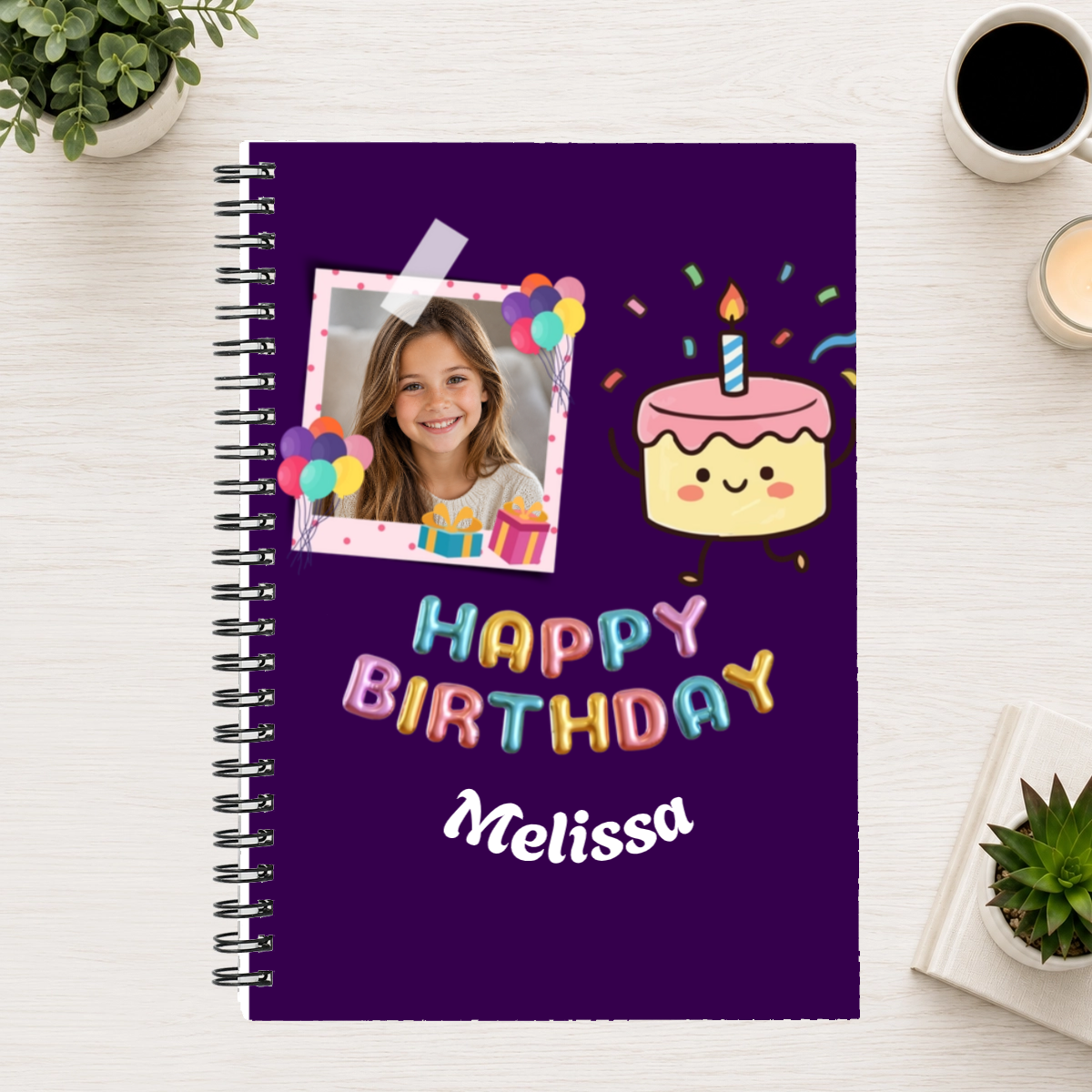 Birthday Wishes Personalized Kids 6"x8" Spiral Bound Notebook