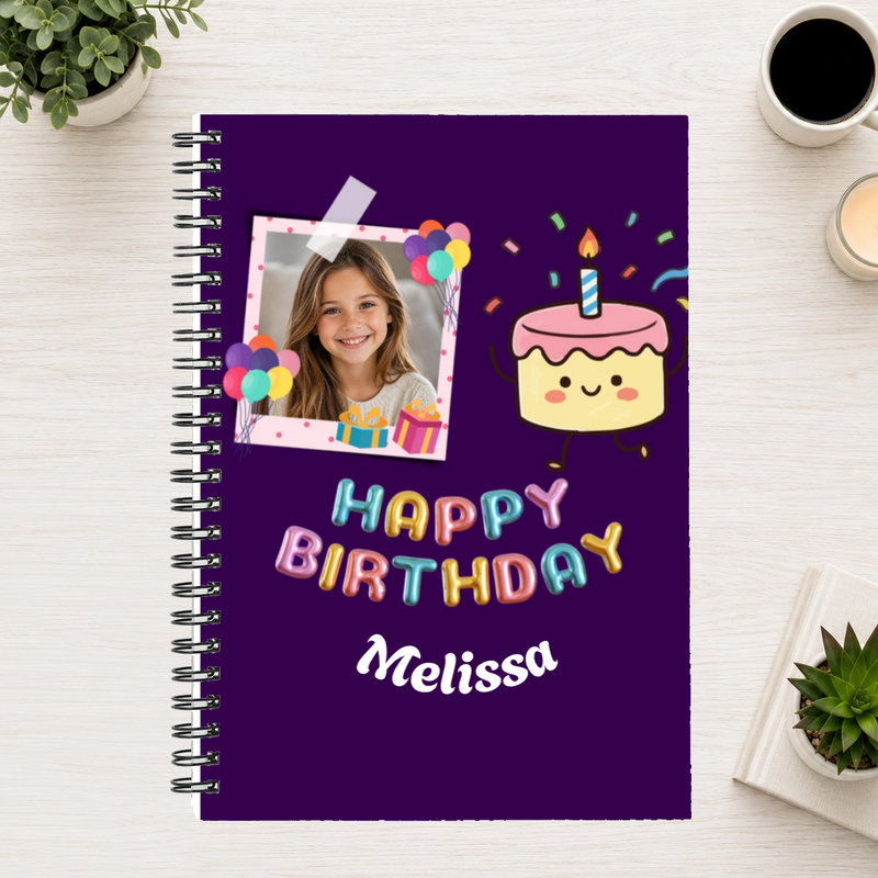Birthday Wishes Personalized Kids 6"x8" Spiral Bound Notebook