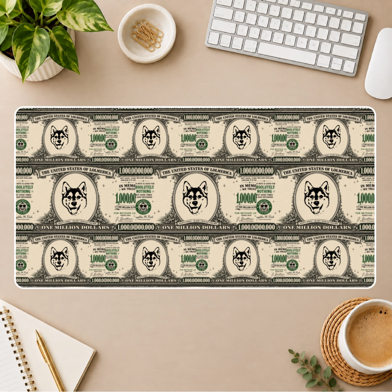 Worth A Million Bucks Personalized Dog White Stitched Desk Mat