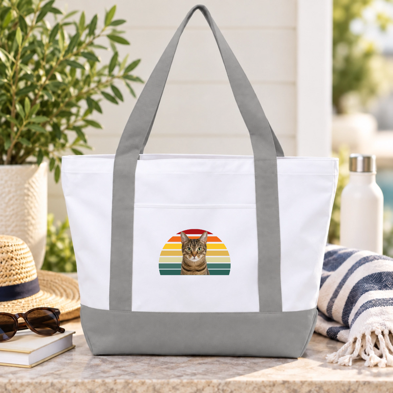Happy Trails Personalized Cat Oversized Recycled Canvas Tote Bag