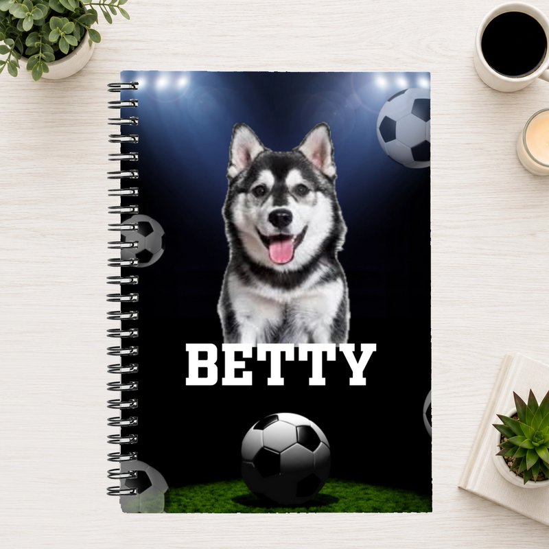 Game Day Glory Personalized Dog 6"x8" Spiral Bound Notebook