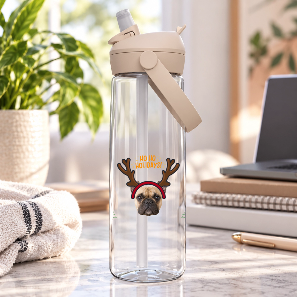Ho Ho Holidays Personalized Dog CamelBak Thrive™ 25 oz Flip Straw Bottle with Tritan™ Renew
