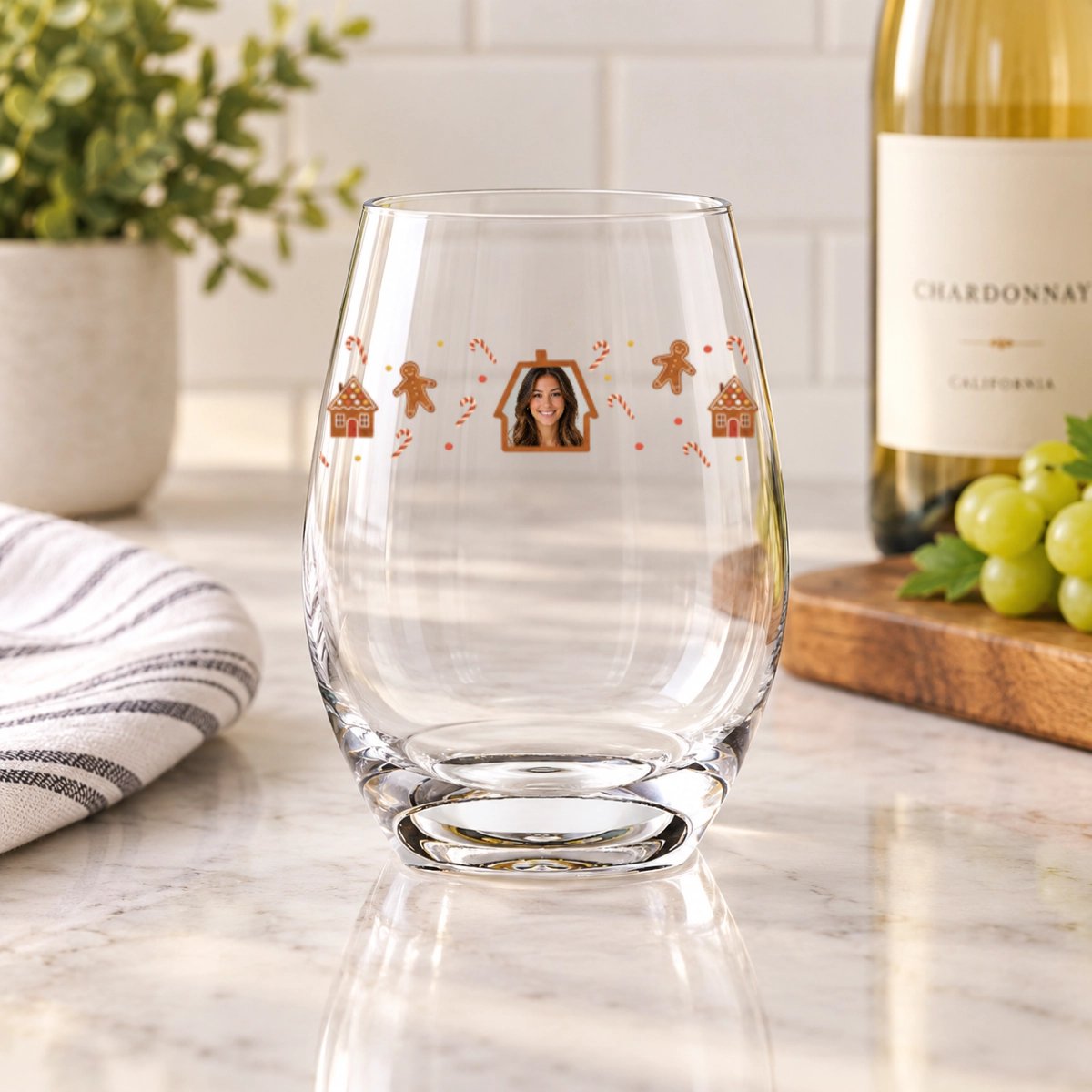 Gingerbread Lane Personalized Stemless Wine Glass 15 oz