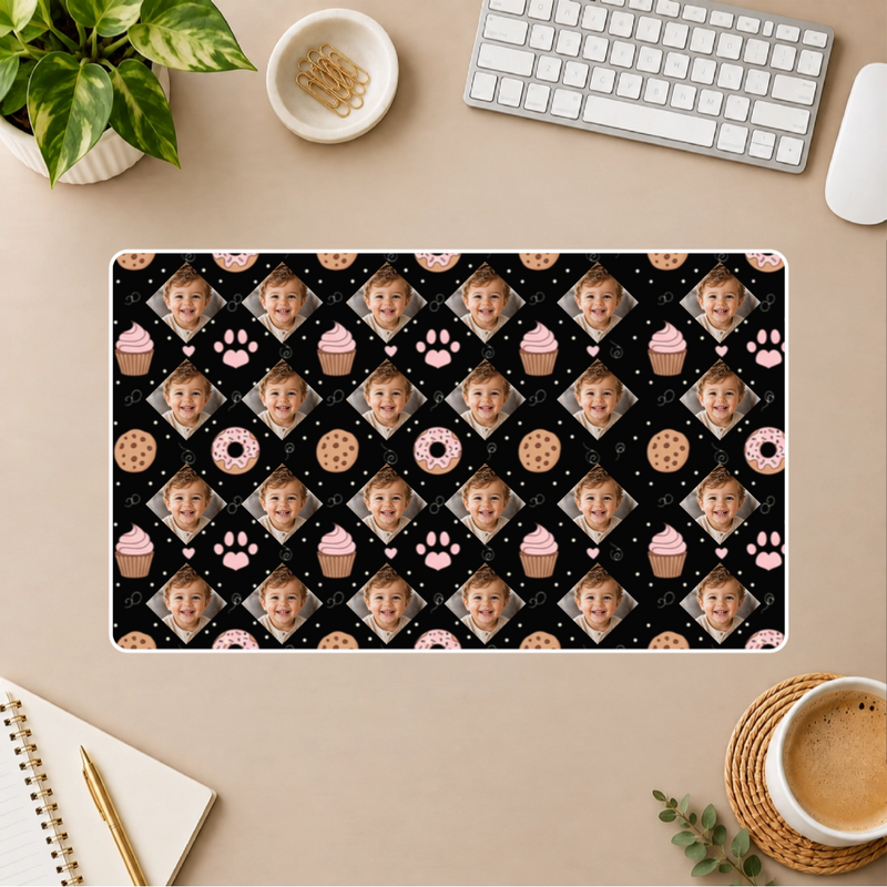 Paws & Pastry Personalized Kid White Stitched Desk Mat