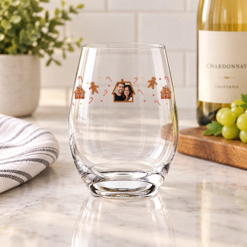 Gingerbread Lane Personalized Couple Stemless Wine Glass 15 oz