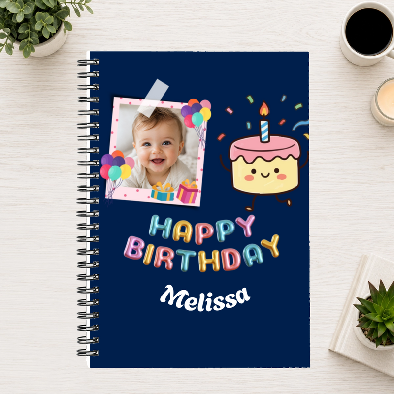 Birthday Wishes Personalized Kids 6"x8" Spiral Bound Notebook
