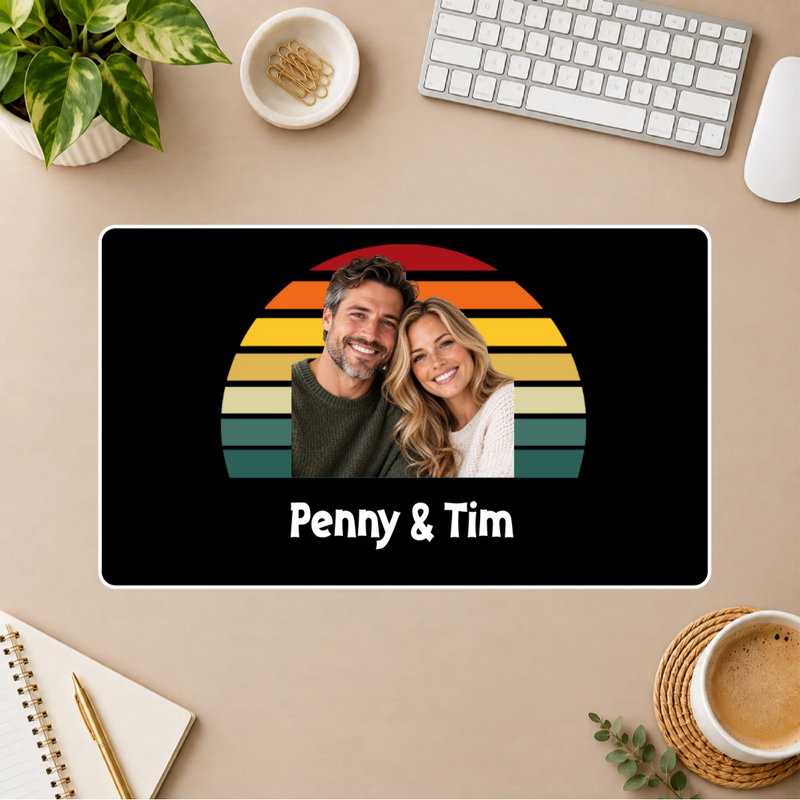 Happy Trails Personalized Couple White Stitched Desk Mat