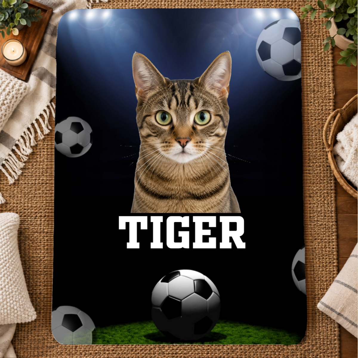 Game Day Glory Personalized Cat 60x80 Sherpa Blanket