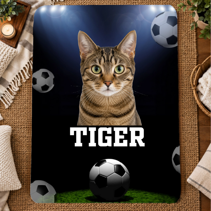 Game Day Glory Personalized Cat 60x80 Sherpa Blanket