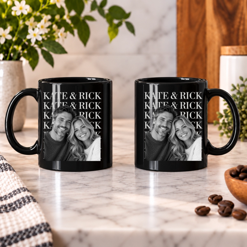 Headliner Personalized Couple Black Ceramic Mug