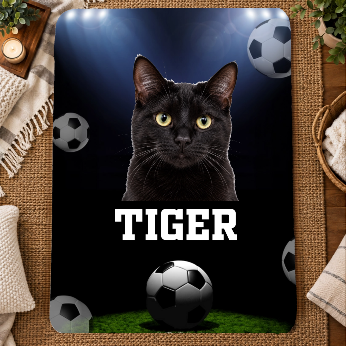 Game Day Glory Personalized Cat 60x80 Sherpa Blanket