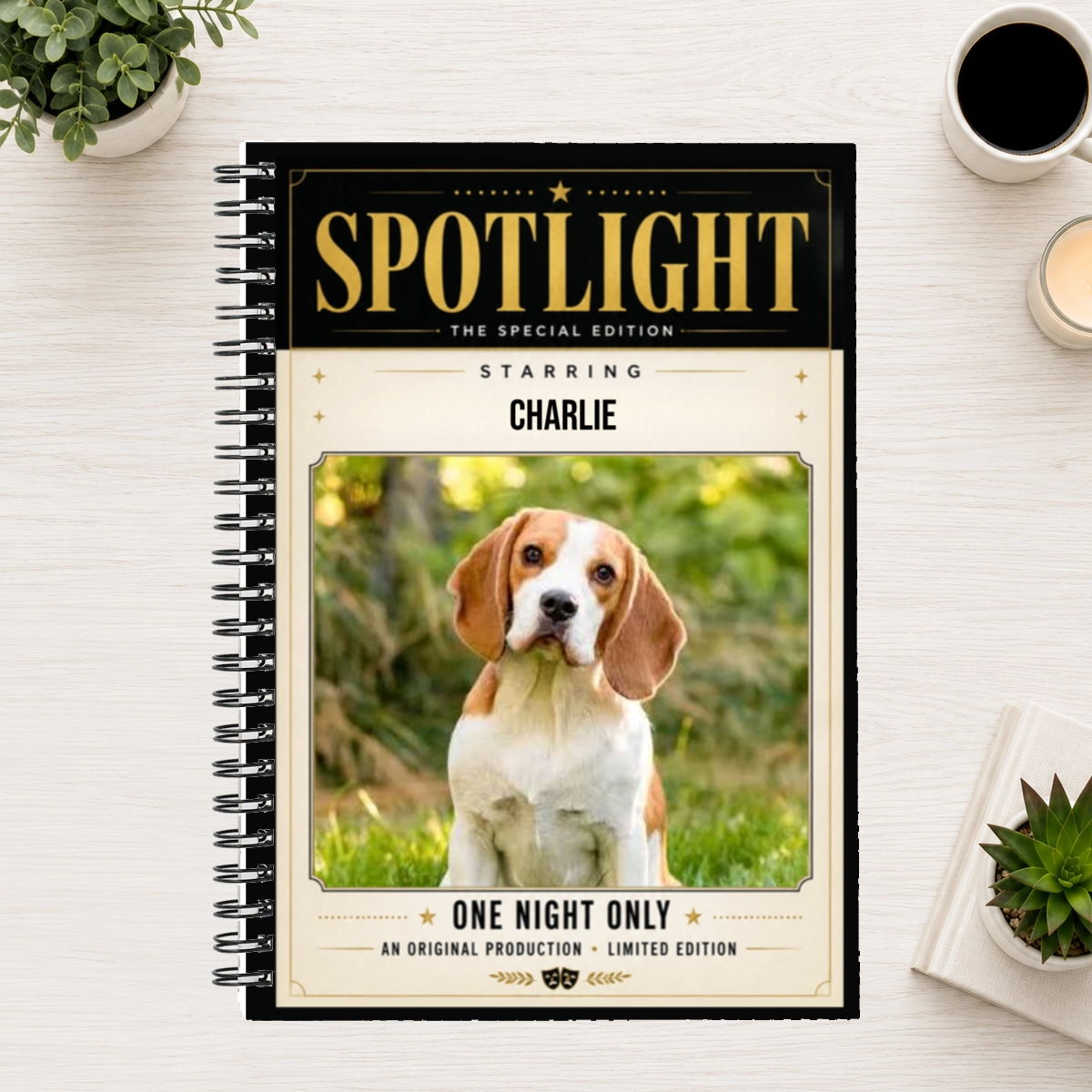 In the Spotlight Personalized Dog 6"x8" Spiral Bound Notebook