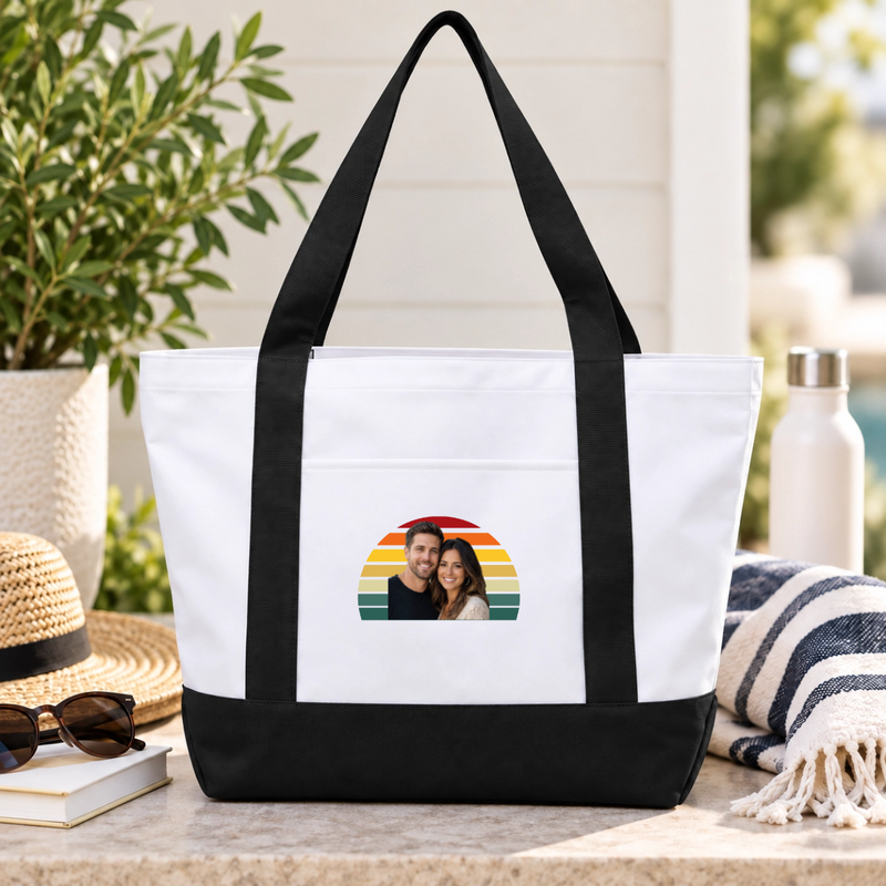Happy Trails Personalized Couple Oversized Recycled Canvas Tote Bag
