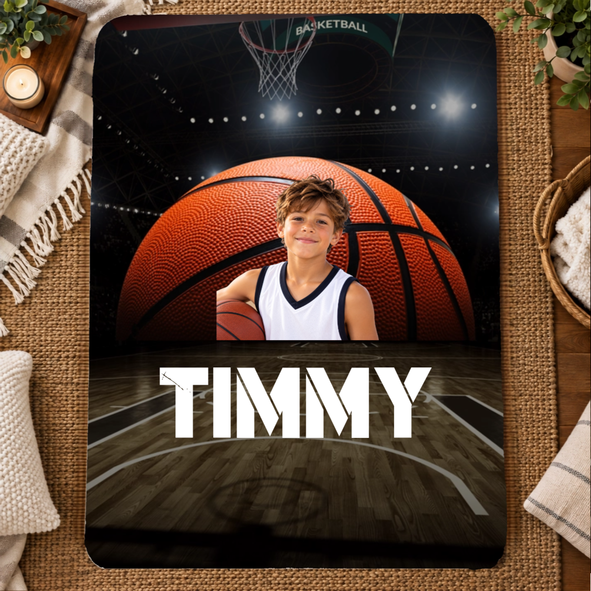 Center Court Personalized Kid 60x80 Sherpa Blanket