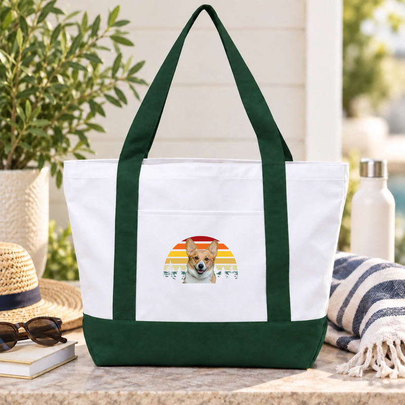 Happy Trails Personalized Dog Oversized Recycled Canvas Tote Bag