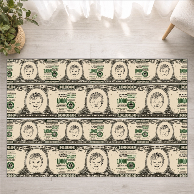 Worth A Million Bucks Personalized Kids Washable Rug