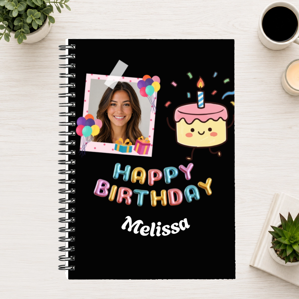 Birthday Wishes Personalized 6"x8" Spiral Bound Notebook