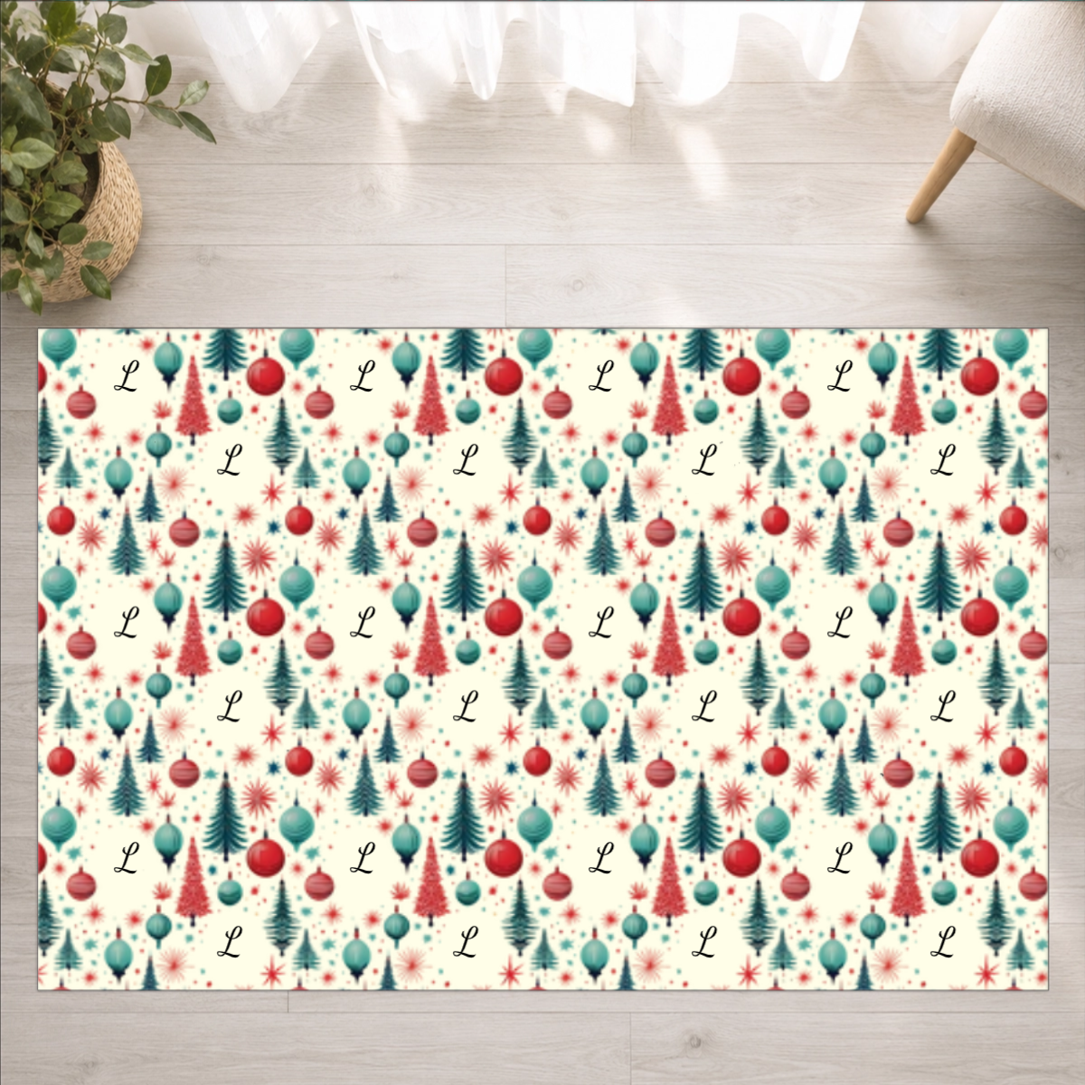 Midmod Merriment Personalized Washable Rug