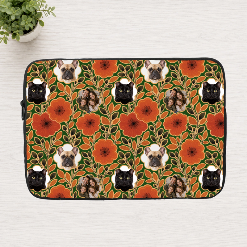 Amber Petal Radiance Personalized Family Laptop Sleeve
