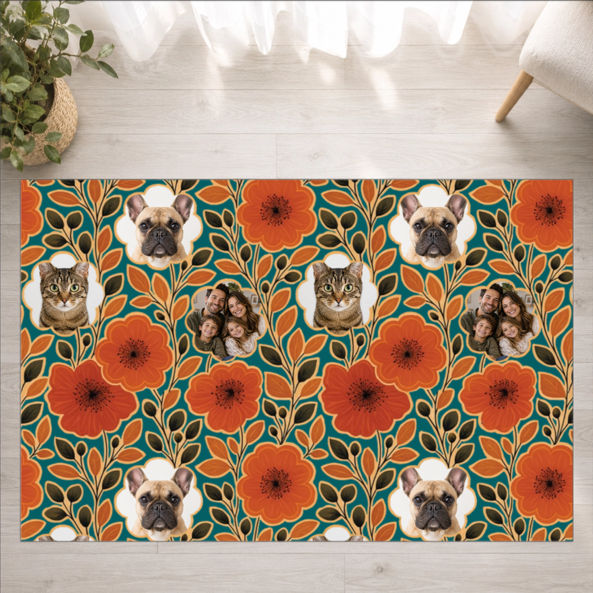Amber Petal Radiance Personalized Dog Washable Rug