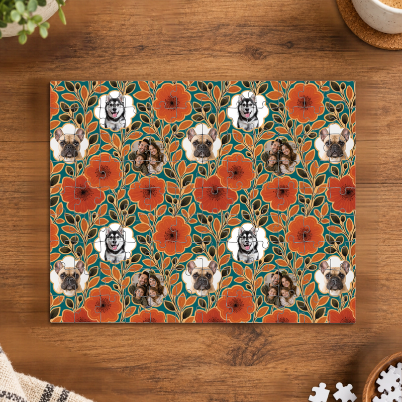 Amber Petal Radiance Personalized Family Puzzle