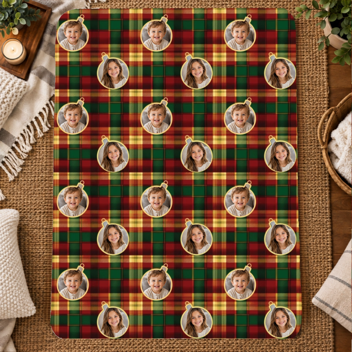 Candlelight Plaid Personalized Kid 60x80 Sherpa Blanket