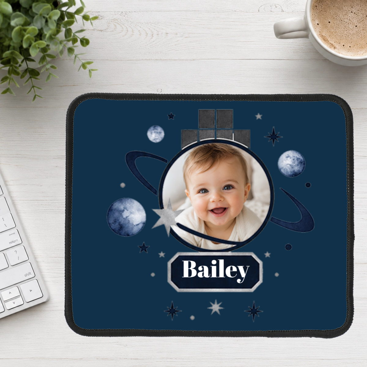 Celestial Grid & Orbit Personalized Kid Mouse Pad