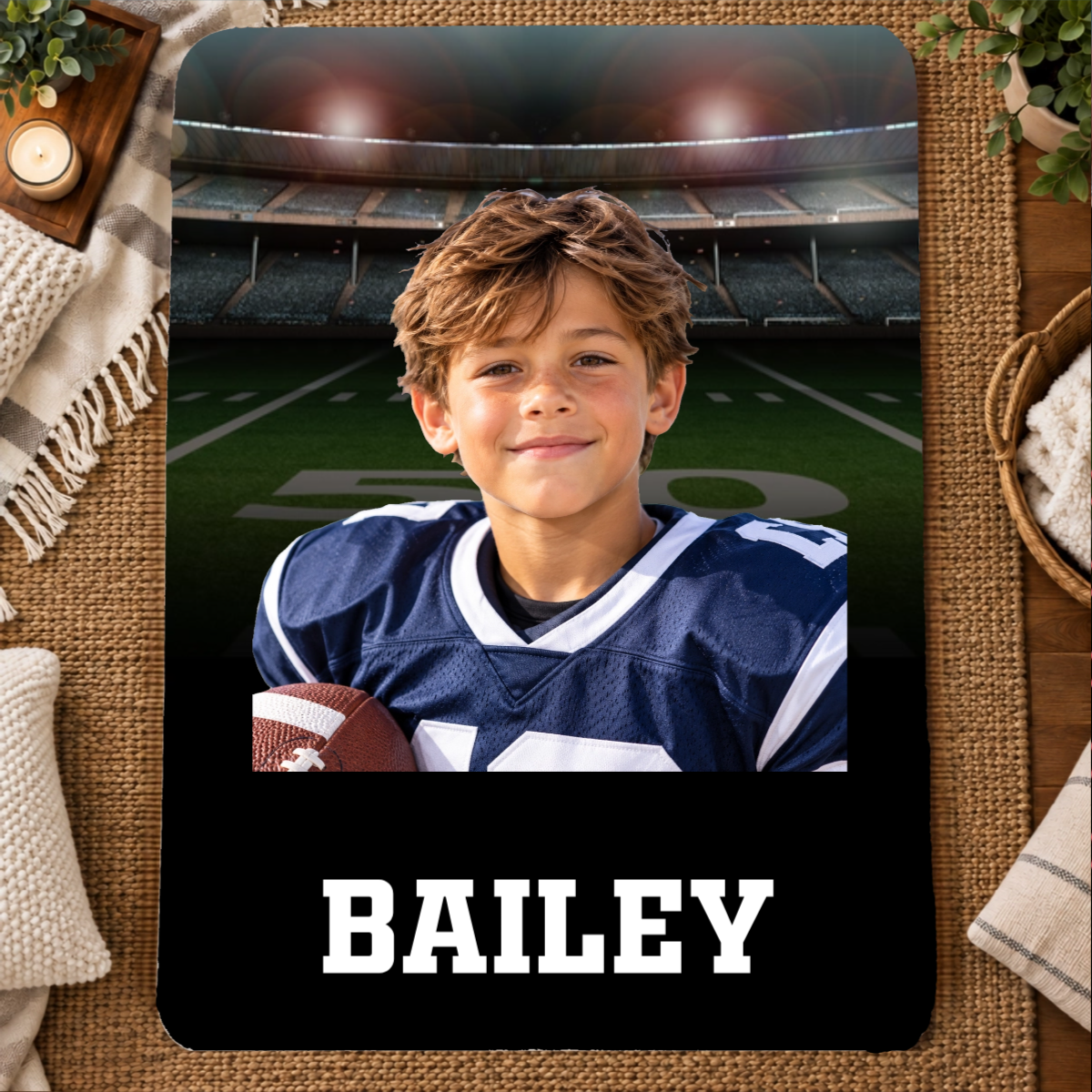 Friday Night Lights Personalized Kid 60x80 Sherpa Blanket