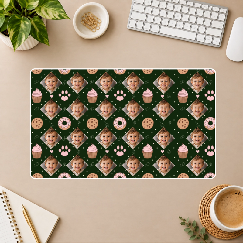 Paws & Pastry Personalized Kid White Stitched Desk Mat