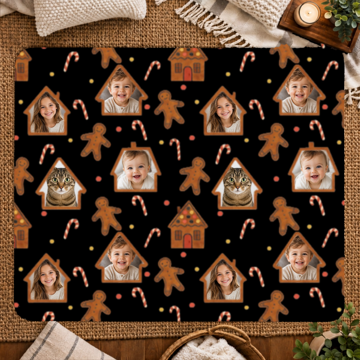 Gingerbread Lane Personalized Kid 50x60 Sherpa Blanket