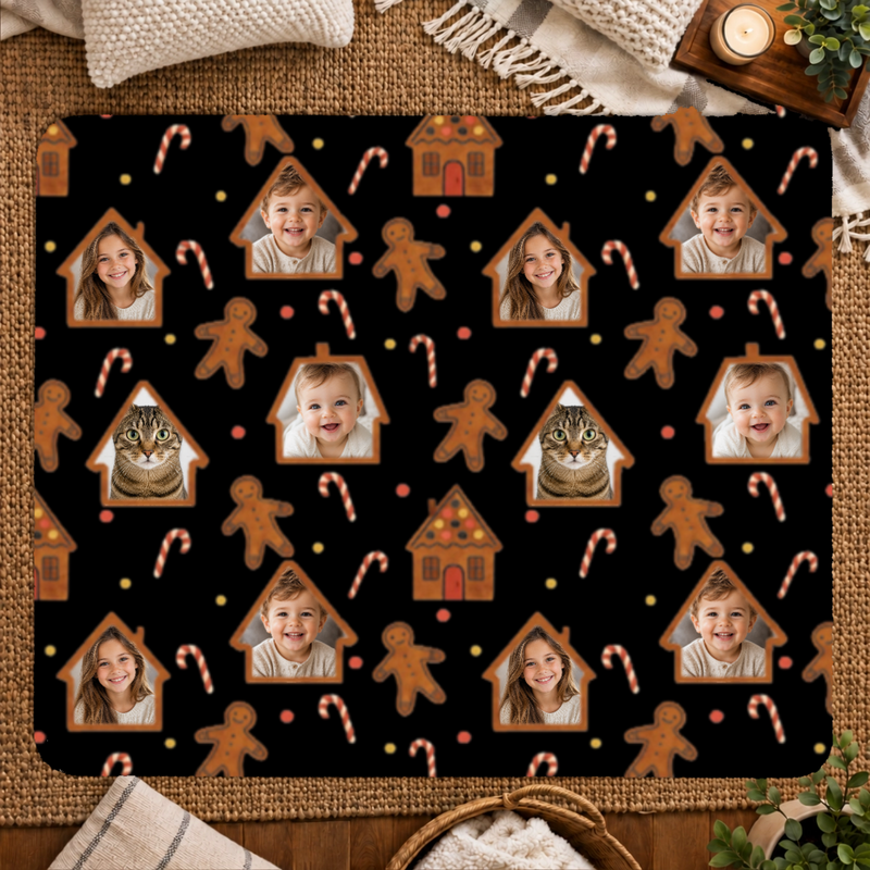 Gingerbread Lane Personalized Kid 50x60 Sherpa Blanket