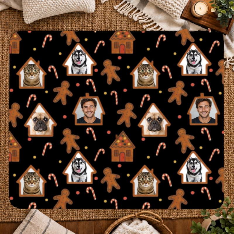 Gingerbread Lane Personalized Dog 50x60 Sherpa Blanket