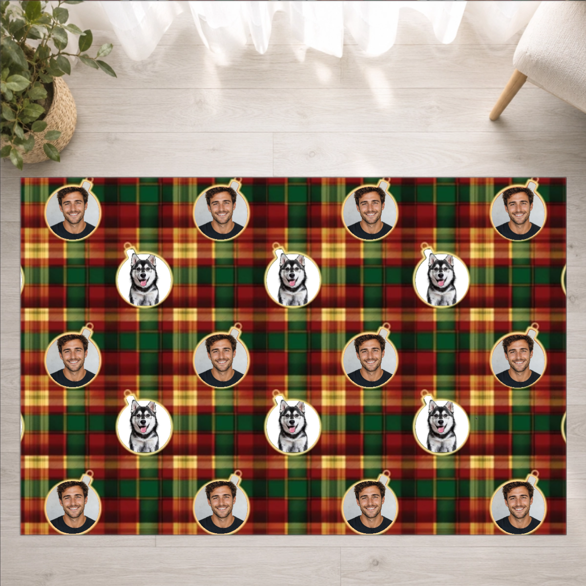 Candlelight Plaid Personalized Washable Rug