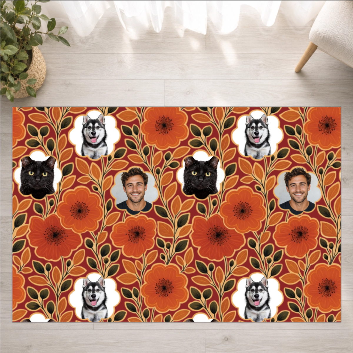 Amber Petal Radiance Personalized Dog Washable Rug