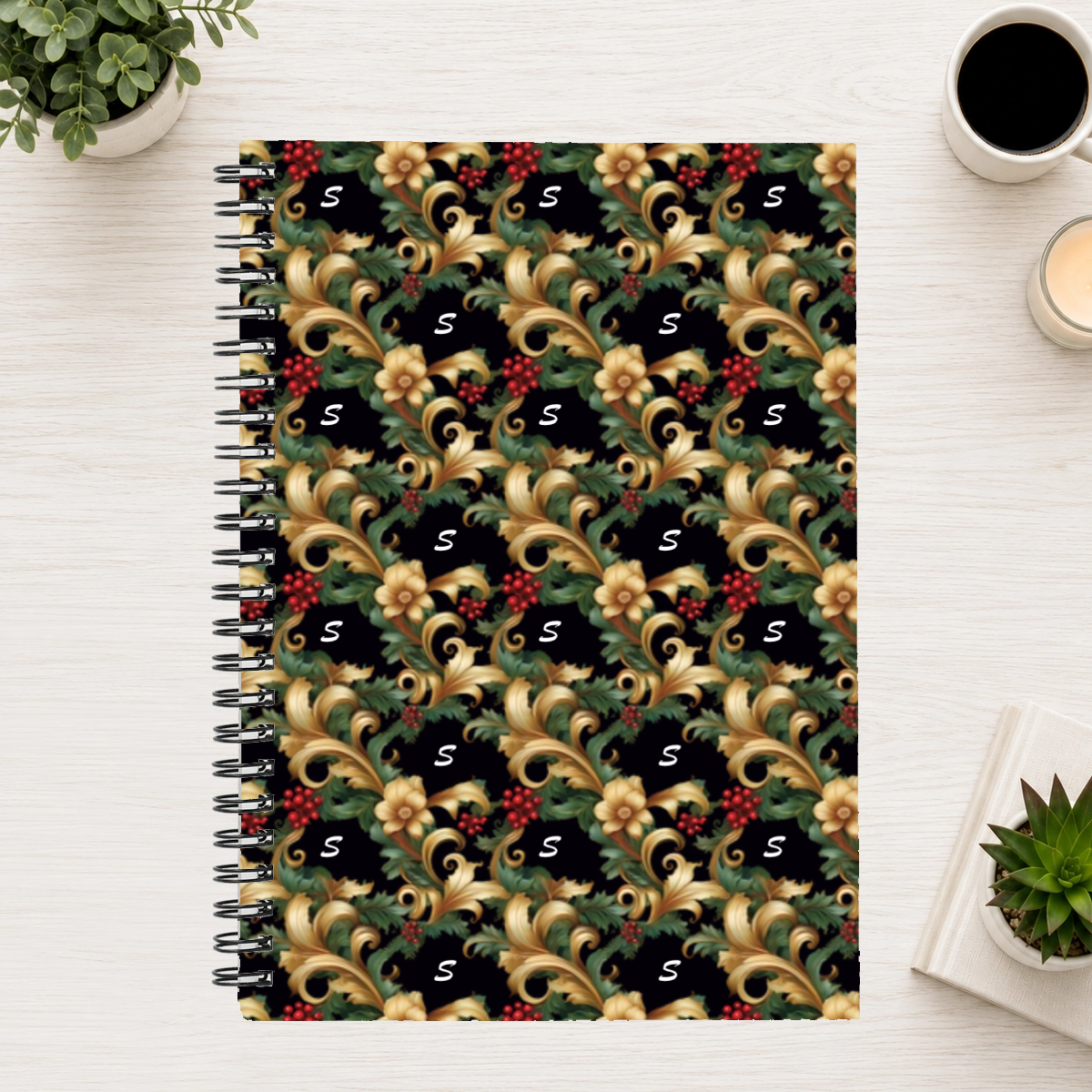 Baroque Evergreen Personalized 6"x8" Spiral Bound Notebook