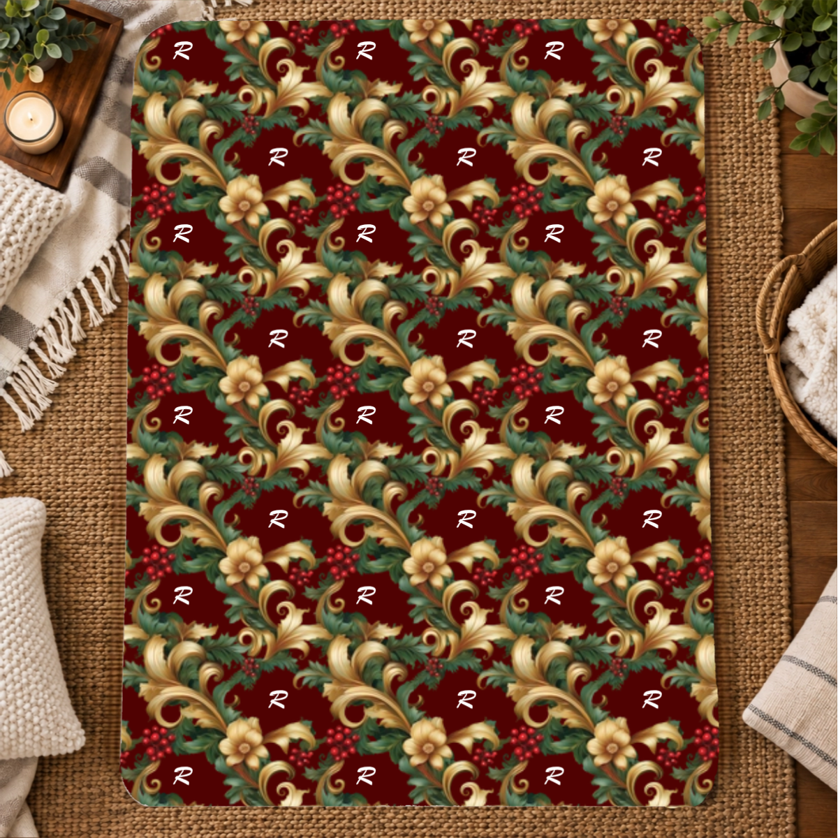 Baroque Evergreen Personalized 60x80 Sherpa Blanket