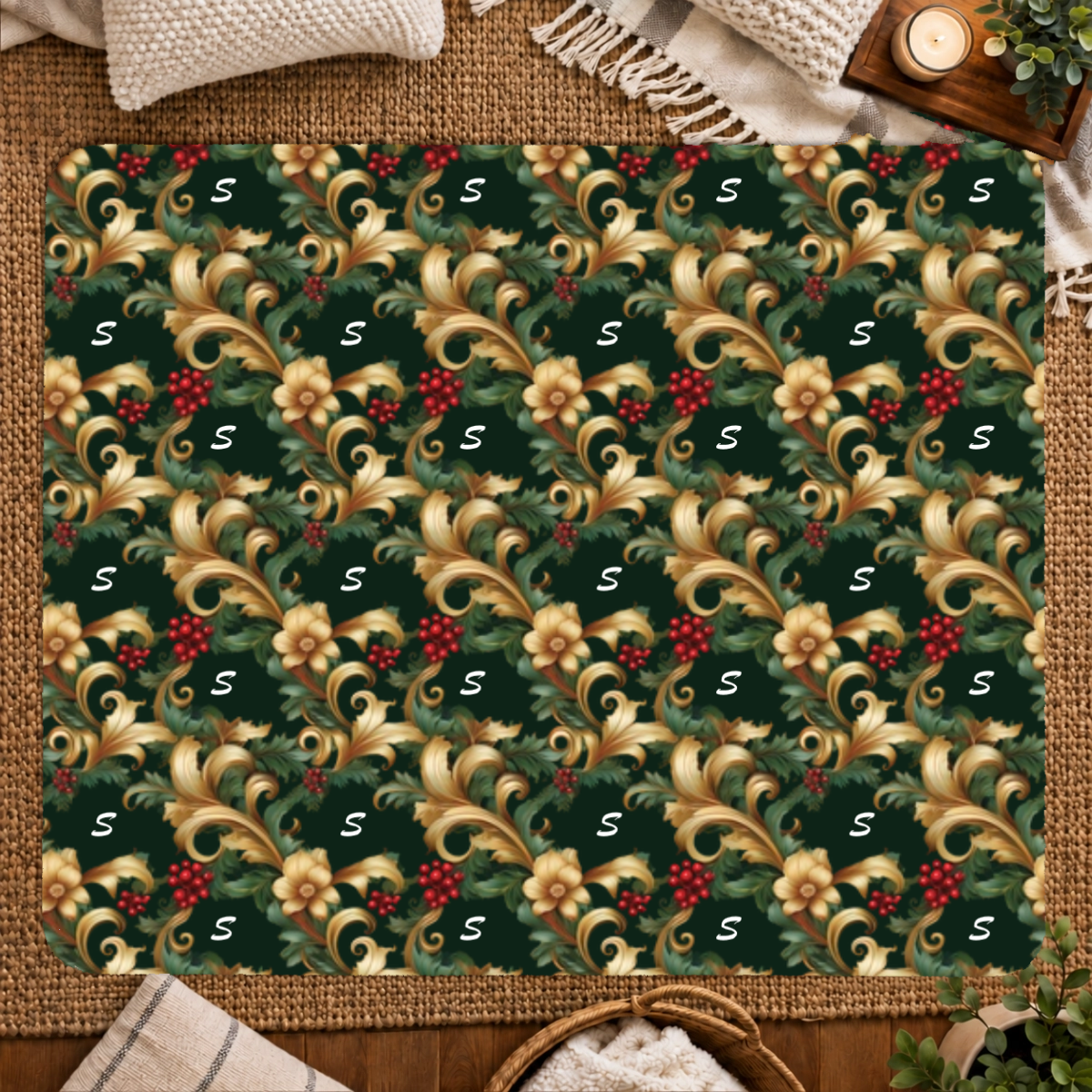 Baroque Evergreen Personalized 50x60 Sherpa Blanket