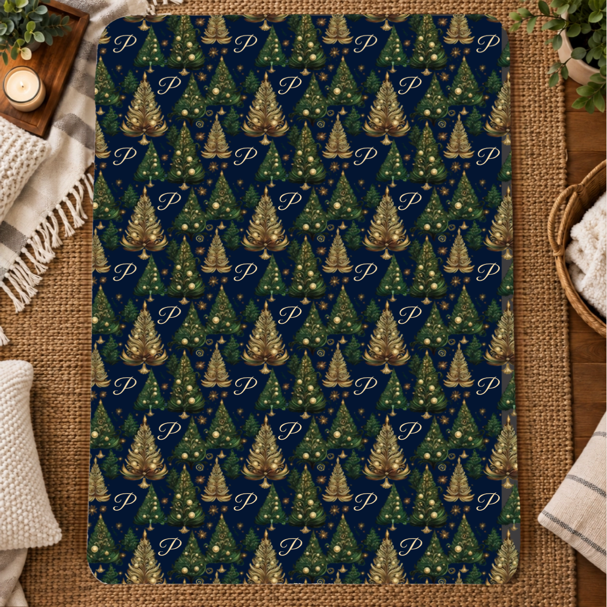 Enchanted Christmas Grove Personalized 60x80 Sherpa Blanket