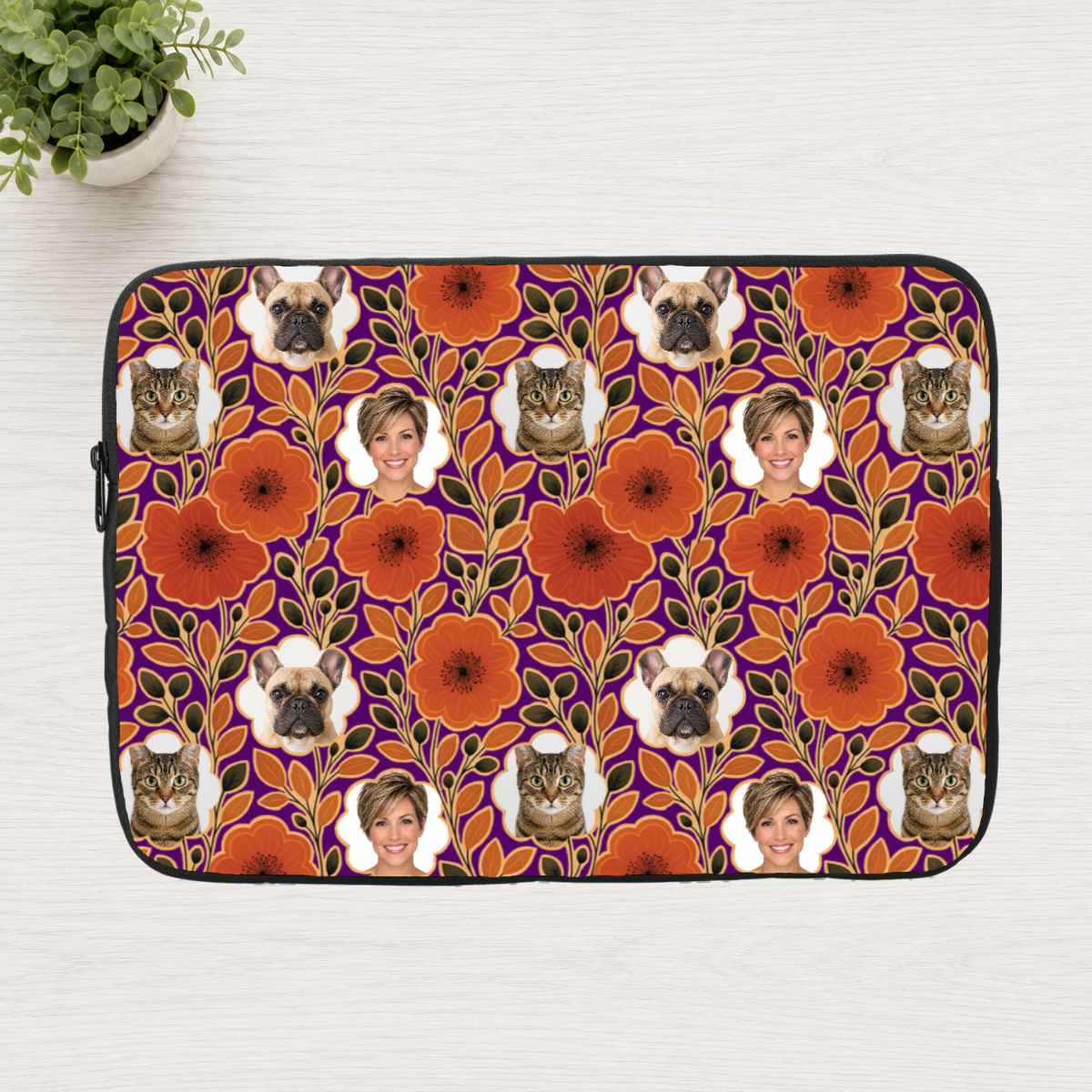 Amber Petal Radiance Personalized Laptop Sleeve