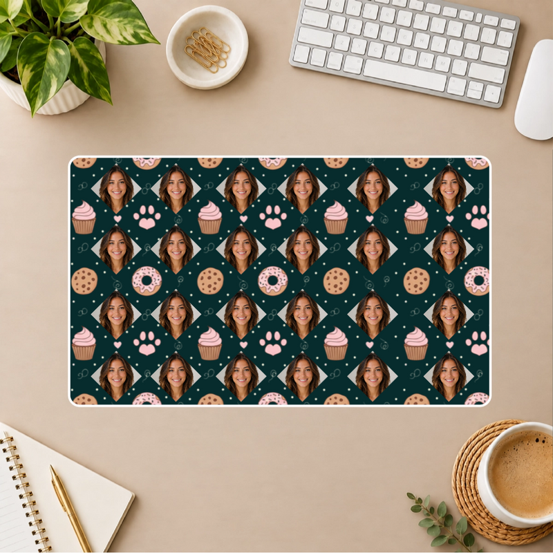 Paws & Pastry Personalized White Stitched Desk Mat